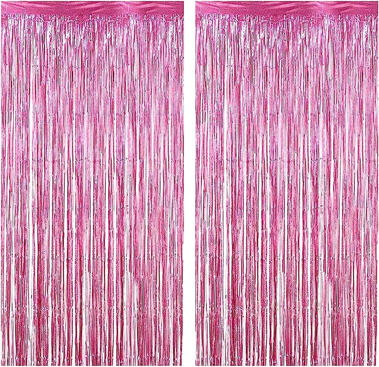 Haobase 2 Pack 3.28 Ft x 6.56 Ft Tinsel Foil Fringe Curtains, Metallic ...