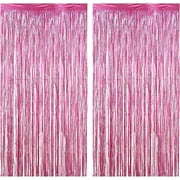 Haobase 2 Pack 3.28 Ft x 6.56 Ft Tinsel Foil Fringe Curtains, Metallic Foil Curtains Party Photo Backdrop for Wedding Birthday Party Baby Shower Graduation Decorations