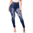 thumbnail image 1 of PENGXIANG Women Slim Washed Ripped Hole Gradient Long Jeans Denim Sexy Regular Pants, 1 of 4