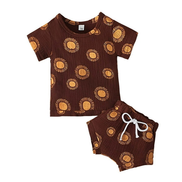 Ropa Para Bebé (Niño O Niña), Traje Para Niño Pequeño, Manga Corta, Estampado De Cactus Arcoíris, Pantalones Cortos, Conjunto De Dos Piezas Para Niños, Amarillo Odeerbi LM103-9901
