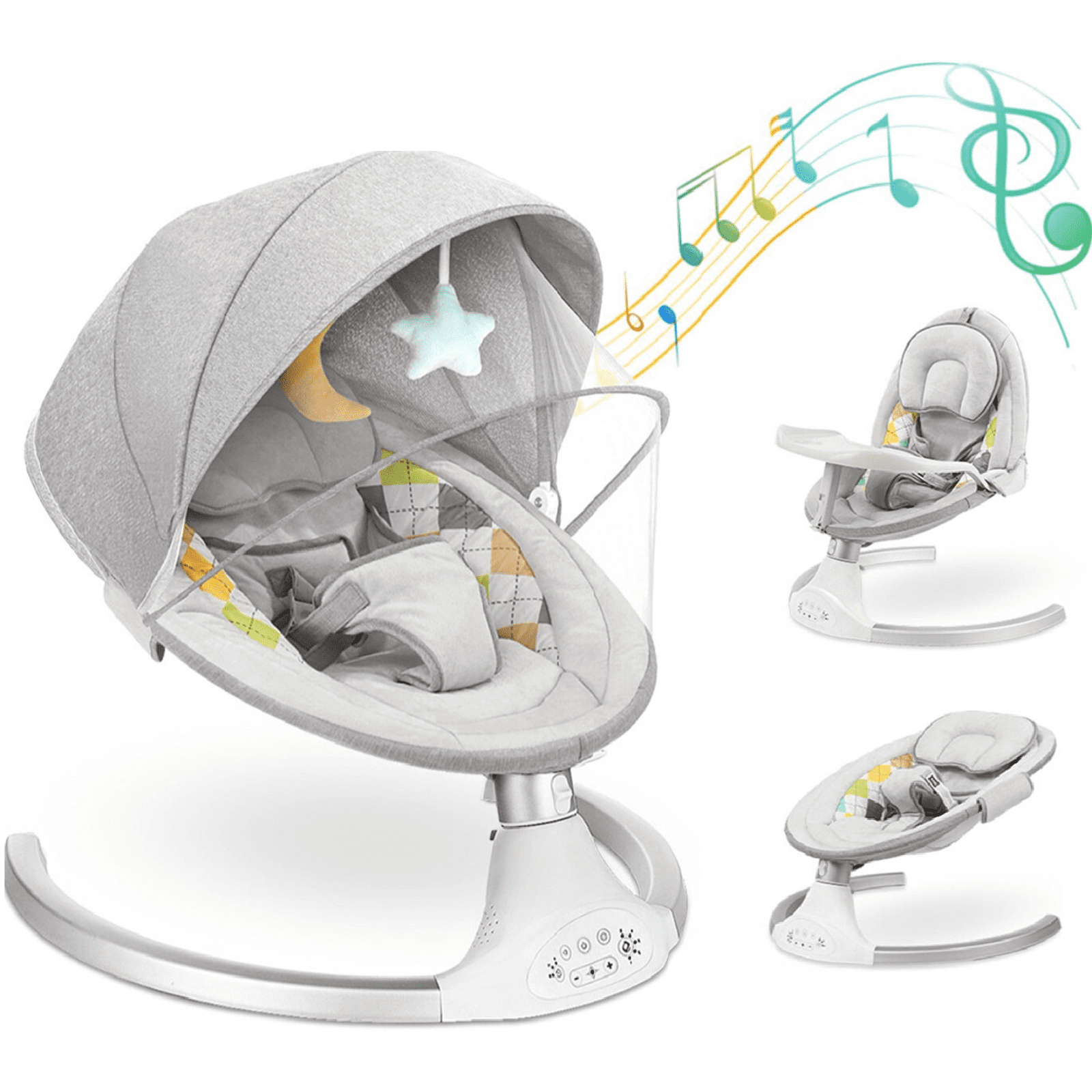 Baby Swing Electric Automatic Swing Bassinet with Remote Control Portable Baby Cradle with Lullabies Blue 