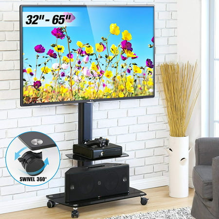 FITUEYES Floor Swivel TV Stand with Mount Rolling TV Stand Cart for up to 65 inch (Best A La Carte Tv Service)