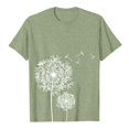 thumbnail image 3 of Graphic Tees for Women Floral Print Short Sleeve T Shirt Top for Everyday Casual Wear Women’s Round Neck Tee Green L, 3 of 3