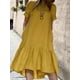 thumbnail image 4 of Vestido Casual De Talla Grande, Vestido De Smock Sólido De Cuello Redondo Con Mangas Enrolladas Y Bolsillos Para Mujer, 4 of 4