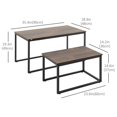 thumbnail image 3 of HOMCOM Nesting Tables Set of 2, Stacking Coffee Table Set with Steel Frame, Industrial Coffee Tables Living Room, Rustic Brown, 3 of 10
