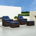 thumbnail image 4 of CHITA 3-Piece Outdoor Wicker Patio Furniture Set with Swivel Glider Chair, Outdoor Chestnut Wicker Chair with Cream Cushion, Blue, 4 of 13