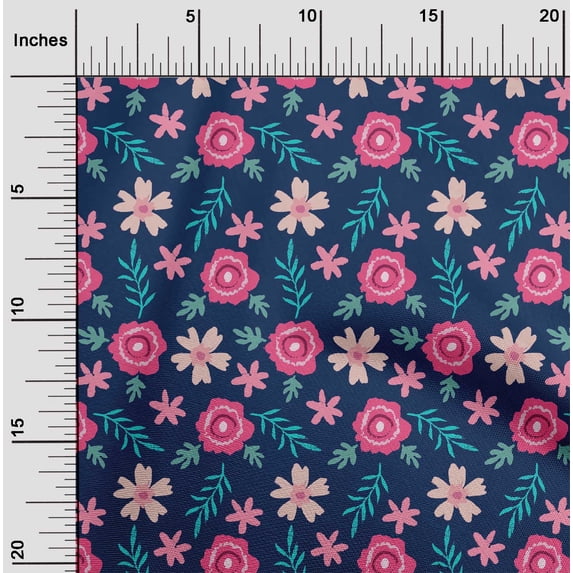 oneOone Organic Cotton Voile Fabric Leaves & Floral Artistic Decor Fabric Printed BTY 42 Inch Wide