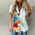 thumbnail image 2 of JeashCHAT Button Down Shirts for Women V Neck Linen Shirts Short Sleeve Shirt Loose Fit Casual Tops Summer Beach Work Blouse with Pockets, 2 of 5