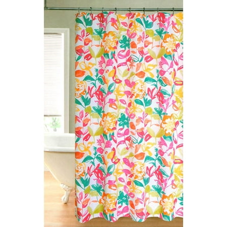 UPC 678298212322 product image for Watercolor Floral Water Repellent Fabric Shower Curtain White - 70x72 | upcitemdb.com