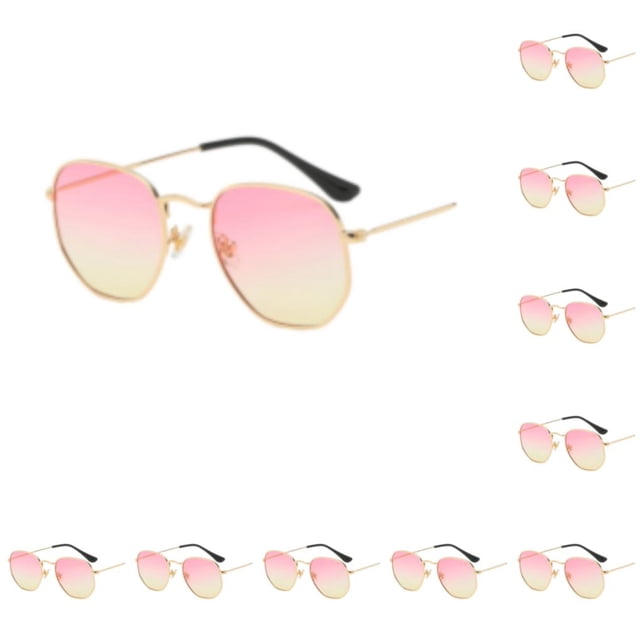 Gafas de sol hexagonales Sonducket con montura ligera lentes polarizadas doradas rosas amarillas C15 oro rosa amarillo C15 10Conjunto