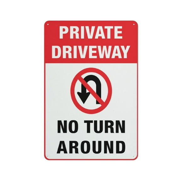 Private Driveway - No Turn Around Warning Sticker-Security Sign Outdoor Sign 12 X 8 Inches