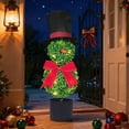 thumbnail image 6 of Lighted Snowman Topiary Tree Outdoor Decor 20.86 Inch Artificial Boxwood Christmas Topiary with Lights Red Bow Santa Hat and Ground Stake for Indoor Outdoor Home Porch Yard and Garden Holiday Display, 6 of 8