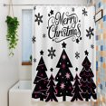 thumbnail image 3 of Pink Black Christmas Tree Waterproof Shower Curtain, Stall 36"x72" Washable Polyester Fabric Shower Curtains for Bathroom, Xmas Snowflake Decorative Bathtub Curtain Sets with Hooks, 3 of 9
