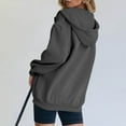 thumbnail image 3 of Kixjoy Hoodies for Women Drawstring Oversized Zip Up Hoodie Long Sleeve Warm Hooded Jacket Fashion Relaxed Fit Winter Coats for Women with Pockets, Gray 3XL, 3 of 7