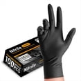 thumbnail image 1 of 100 Piezas Guantes de Nitrilo Desechables Industriales Gruesos con Textura de Diamante, Sin Látex, para Mecánicos Pesados, Color Negro, Talla L, 1 of 5