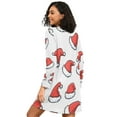 thumbnail image 2 of FORMRS Womens Long Sleeve Nightgowns Crew Neck Sleep Shirt Soft Pajamas Sizes S-3XL, Santa Hats Pattern, 2 of 8