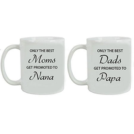 Only the Best Dads/Moms Get Promoted to Papa/Nana Ceramic Coffee Mugs Bundle - Great for Expecting Grandpas, Grandmas for Dad, Grandpa, Grandma, Papa, (Best Grandma And Grandpa Mugs)