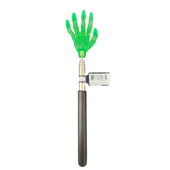 22.5 in Telescopic Halloween Skeleton Hand Scratcher, Fun, Functional Eerie Accessory for Halloween, Extends to Reach Tricky Spots, Provide Relief for Itches with Detailed Skeleton Design, Green