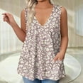 thumbnail image 5 of GIPQJK Womens Sleeveless Tank Tops Plus Size V Neck Sleeveless Shirt Casual Loose Fit Floral Print 2025 Summer Workout Tank Top with Pockets,Light Purple 2XL, 5 of 5