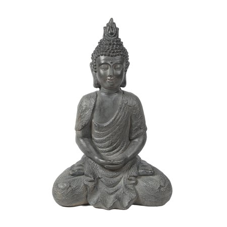 LuxenHome Gray MgO Meditating Buddha Garden Statue