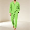 thumbnail image 4 of Delconic Mens Pajama Set Long Sleeve Button Front Sleepwear Set Loose Fit Top and Full Length Pants Loungewear Nightwear Fluorescent Green L, 4 of 6