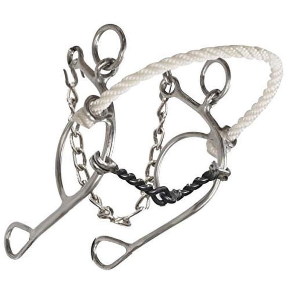 Showman Stainless Steel Rope Nose Combination Snaffle Bit w/ Twisted Sweet Iron Mouth