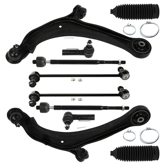 SCITOO 10pcs Front Suspension Kit Lower Control Arm with Ball Joint fit 2011-2017 for Honda Odyssey Outer Inner Tie Rod End w/Steering Boot Sway Bar Link