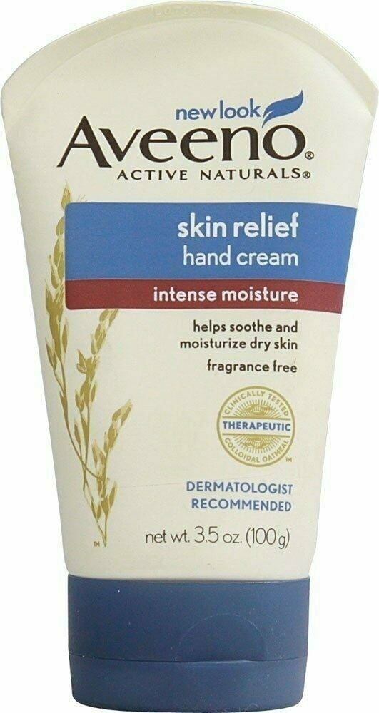 Aveeno Active Naturals Intense Moisture Skin Relief Hand Cream Helps Soothe and Moisture dry Skin Fragrance Free 3.5 oz