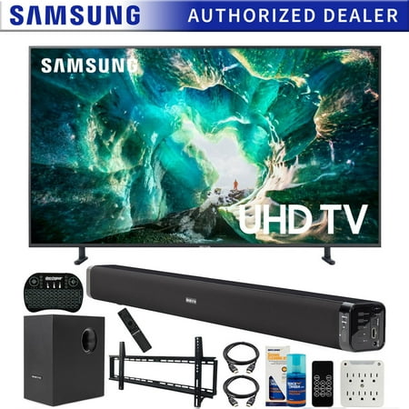 Samsung UN49RU8000 49-inch RU8000 LED Smart 4K UHD TV (2019) Bundle with Deco Gear Soundbar with Subwoofer, Wall Mount Kit, Deco Gear Wireless Keyboard, Cleaning Kit and 6-Outlet Surge