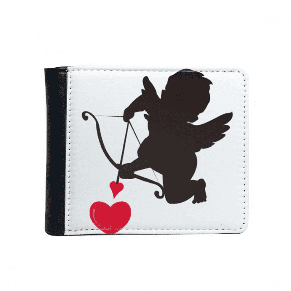 Love Cupid Angel Heart Pattern Flip Bifold Faux Leather Wallet Multi-Function Card Purse