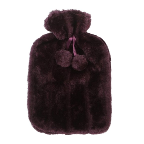 Plush Hot Water Bottle Cover Winter Hand Warmer Case for Hot-Water Bag (Purple)
