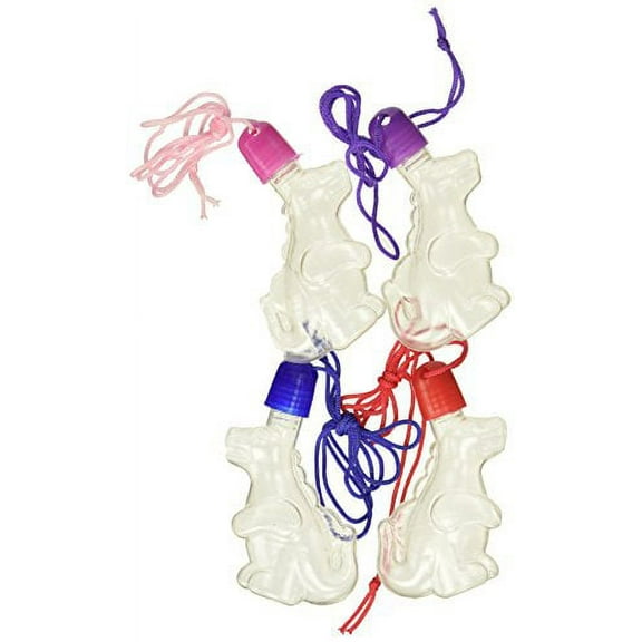 Bally Hoo Empty Dinosaur Sand Art Bottle Necklaces, Pack of 12 , Clear