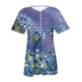 thumbnail image 4 of RT5YKing Blouse d'Été Sexy à Manches Courtes Col en V Boutonnée Imprimé Floral pour Femmes, 4 of 5