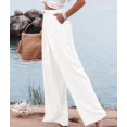 thumbnail image 5 of Women'S Pants Casual Button Up High Waisted Wide Leg Trousers White XL, 5 of 7