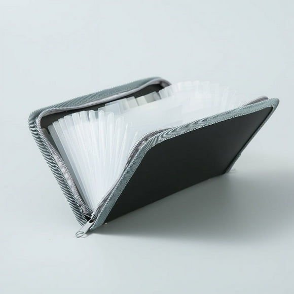 Zhuge Carpeta de archivos expandible (8,27" x 4,72") Organizador de documentos tamaño A5 13 bolsillos Cierre Cartera de archivo portátil Soporte de almacenamiento para cheques (gris y transparente)