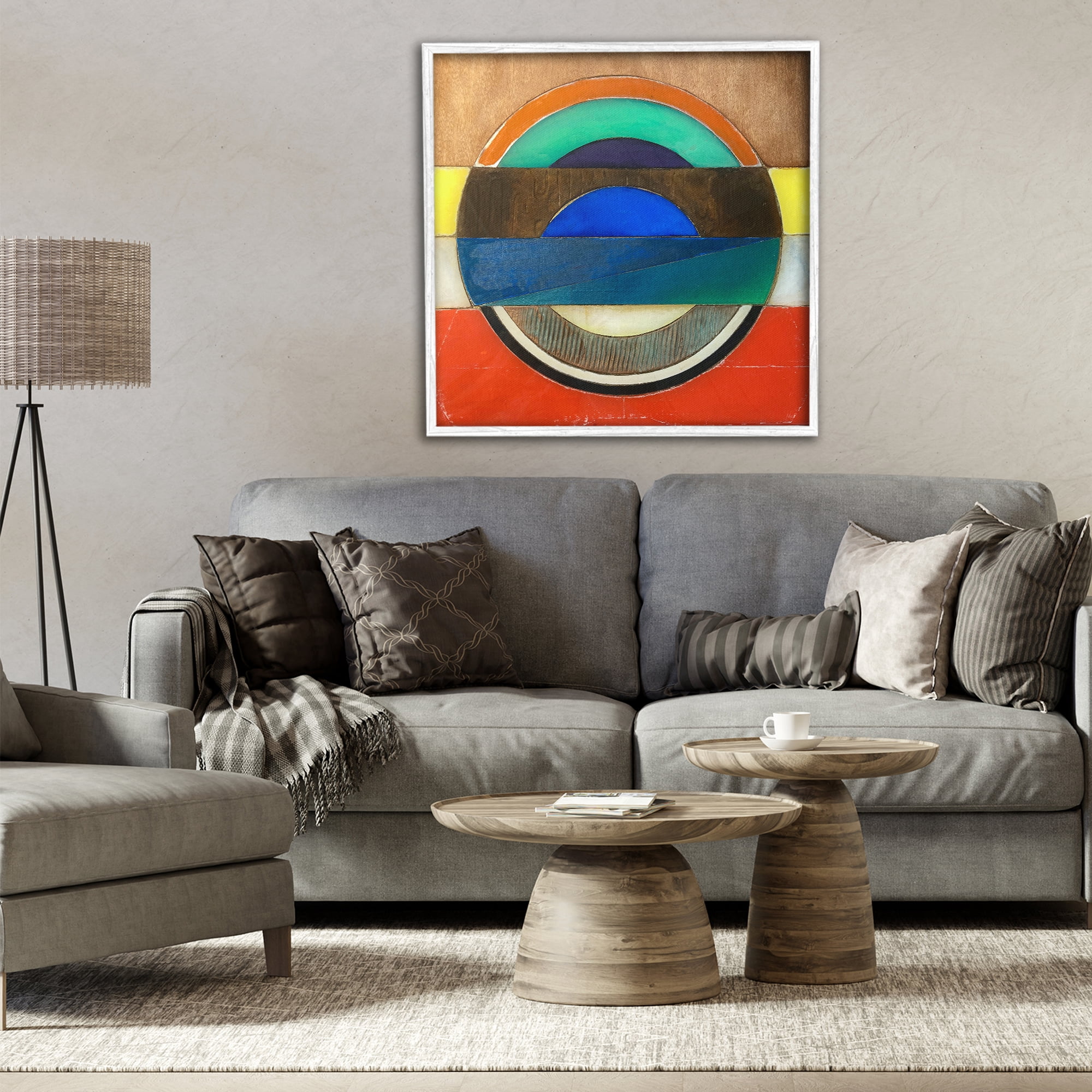 Stupell Industries Bisected Circle Structure White Framed Giclee Art, design by Matthew Finger
