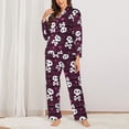 thumbnail image 2 of Picia skull with hearts Pattern Women’s Long-Sleeve Sleepwear Set - Soft 2-Piece Loungewear with Pockets, Comfy PJs for Relaxing Nights-XX-Large, 2 of 7