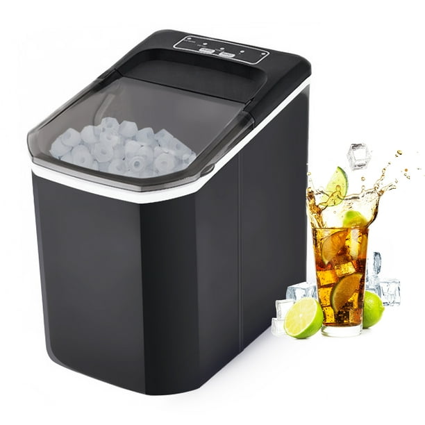 CACAGOO Countertop Ice Maker Self-Cleaning Ice Machine with Ice Scoop and Basket for Home Kitchen Office Bar Party