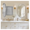 thumbnail image 3 of Oval Bathroom Medicine Cabinet with Mirror, 34”x20” Recessed Medicine Cabinet for Bathroom with Beveled Edge Mirror, Silver, 3 of 8