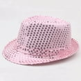 thumbnail image 2 of NoxwB Men's Vintage Sequins Bling Fedora Hat Sparkle Shining Bucket Cap Hat Pink 58CM, 2 of 5