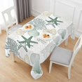 thumbnail image 6 of Green Coastal Table Cloth Waterproof Tablecloths, Summer Beach Starfish Coral Shell Nautical Tablecloth Dining Table Cover for Kitchen Party Tabletop Outdoor, Rectangle Tablecloth 60x120 Inch, 6 of 9