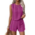 thumbnail image 2 of Women's Summer 2 Piece Short Sets Lounge Sleeveless Top Shorts Matching Outfits Casual Striped Vacation Sweatsuit L, 2 of 6