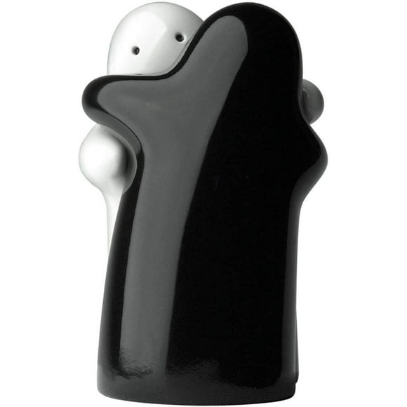 Salières et Poivrières Mignonnes Décoratives Fantaisie Salières et Poivrières à Câliner Ensemble pour Couple Noir et Blanc Design Moderne et Vintage à Câliner Facile à Recharger et à Distribuer Ensemble de Salières et Poivrières
