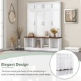 thumbnail image 5 of Multi-Functional Hall Tree with 4 Hidden Hanging Hooks, Brown Wood Grain Bench with Multiple Storage Space, Entryway Cabinet with Open Compartments for Living Room, Hallway, White, 5 of 7