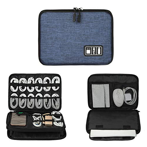 Black and Grey, Medium Electronics Organizer Mini Tablet and More Jelly Comb Electronic Accessories Cable Organizer Bag Waterproof Travel Cable Storage Bag for Charging Cable Cellphone