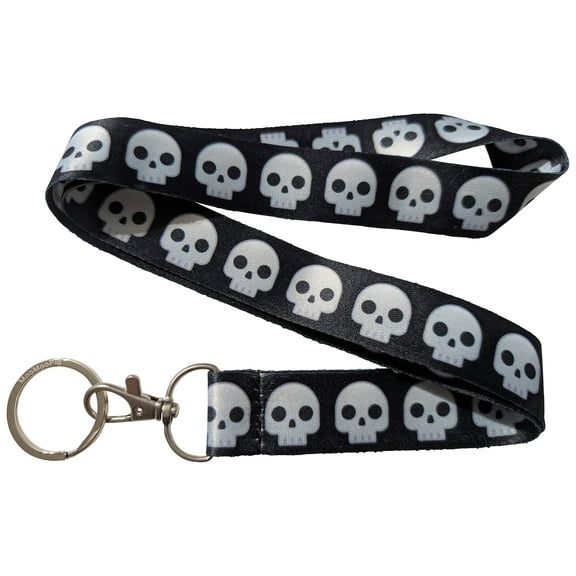 Skull Emoji Black Keychain Lanyard