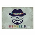 thumbnail image 1 of Hipster Cutting Board, Abstract Man in a Hat Portrait with Glasses Mustache and Beard on Grunge Background, Decorative Tempered Glass Cutting and Serving Board, Small Size, Multicolor, by Ambesonne, 1 of 1