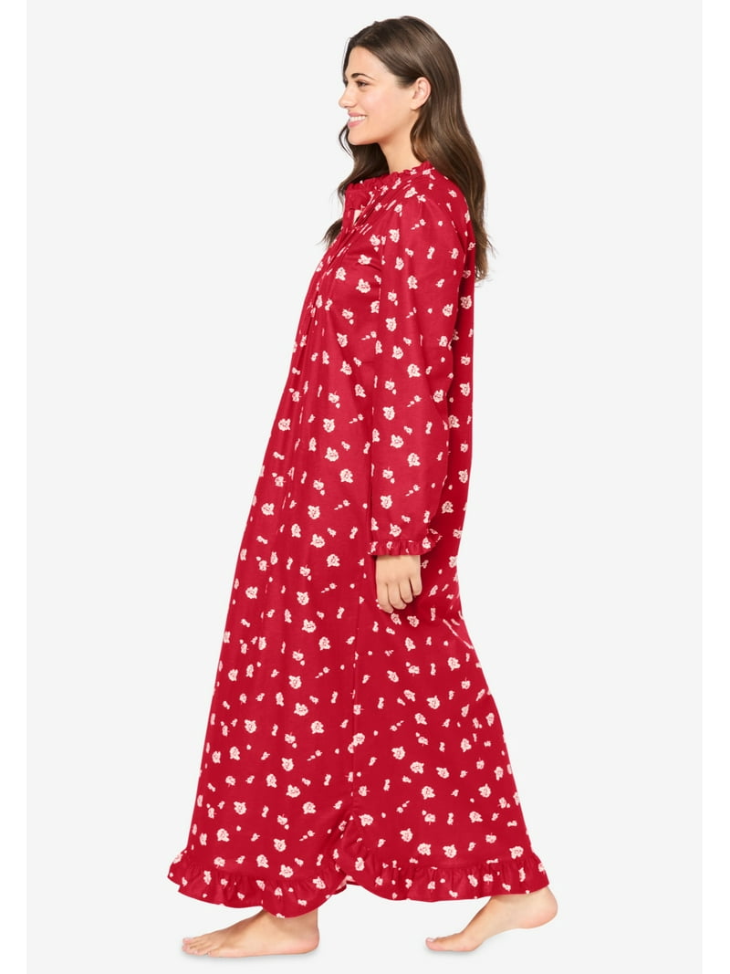 Only Necessities Women's Plus Size Long Cotton Flannel Nightgown