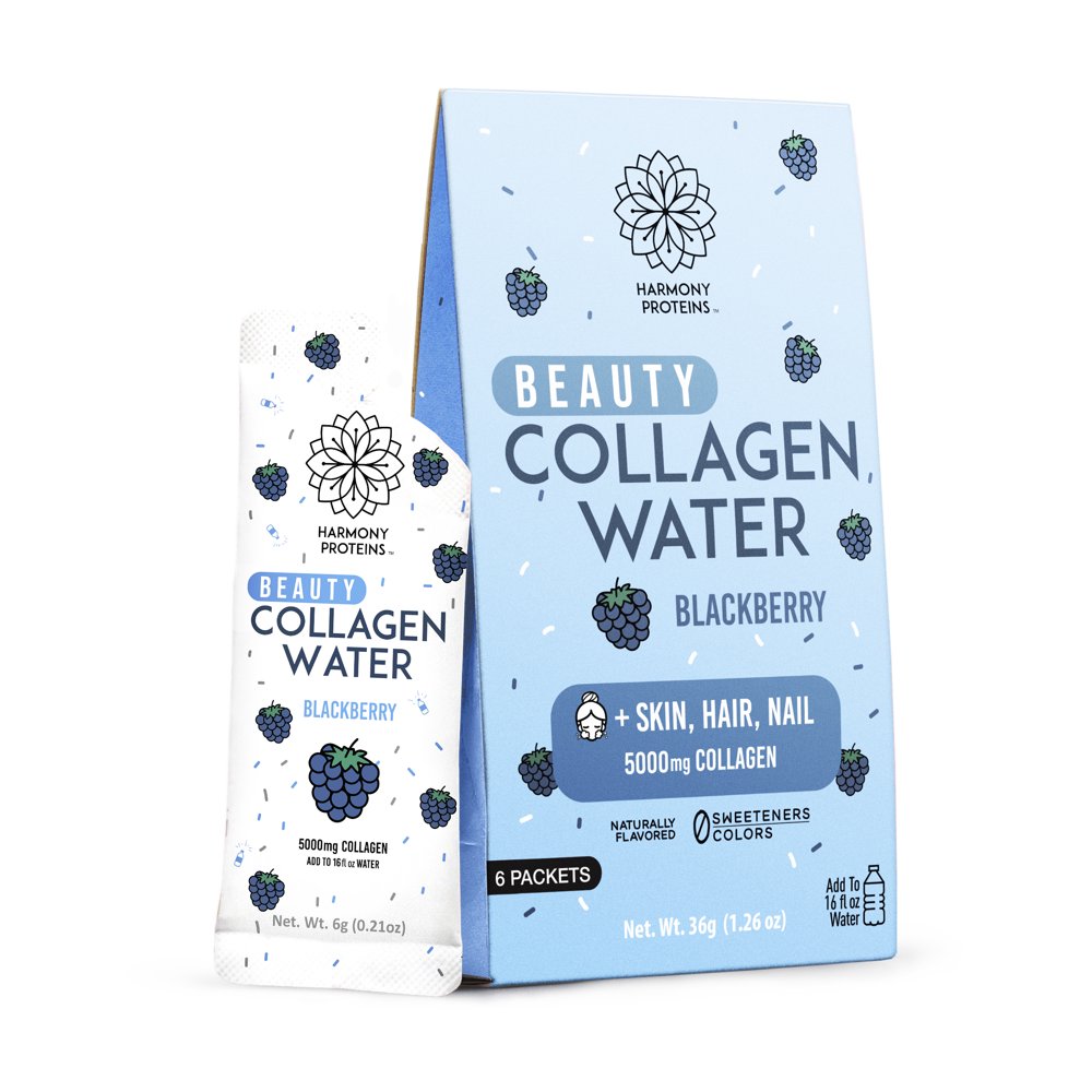 Harmony Proteins Collagen Beauty Water Blackberry 1.26 oz Instant Beverage Mix