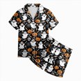 thumbnail image 4 of CAUYDY Girls Halloween Satin Pajamas Set Short Sleeve Sleepwear Button Down Loungewear 2 Piece Pjs Shorts Set,8-9 Y, 4 of 6